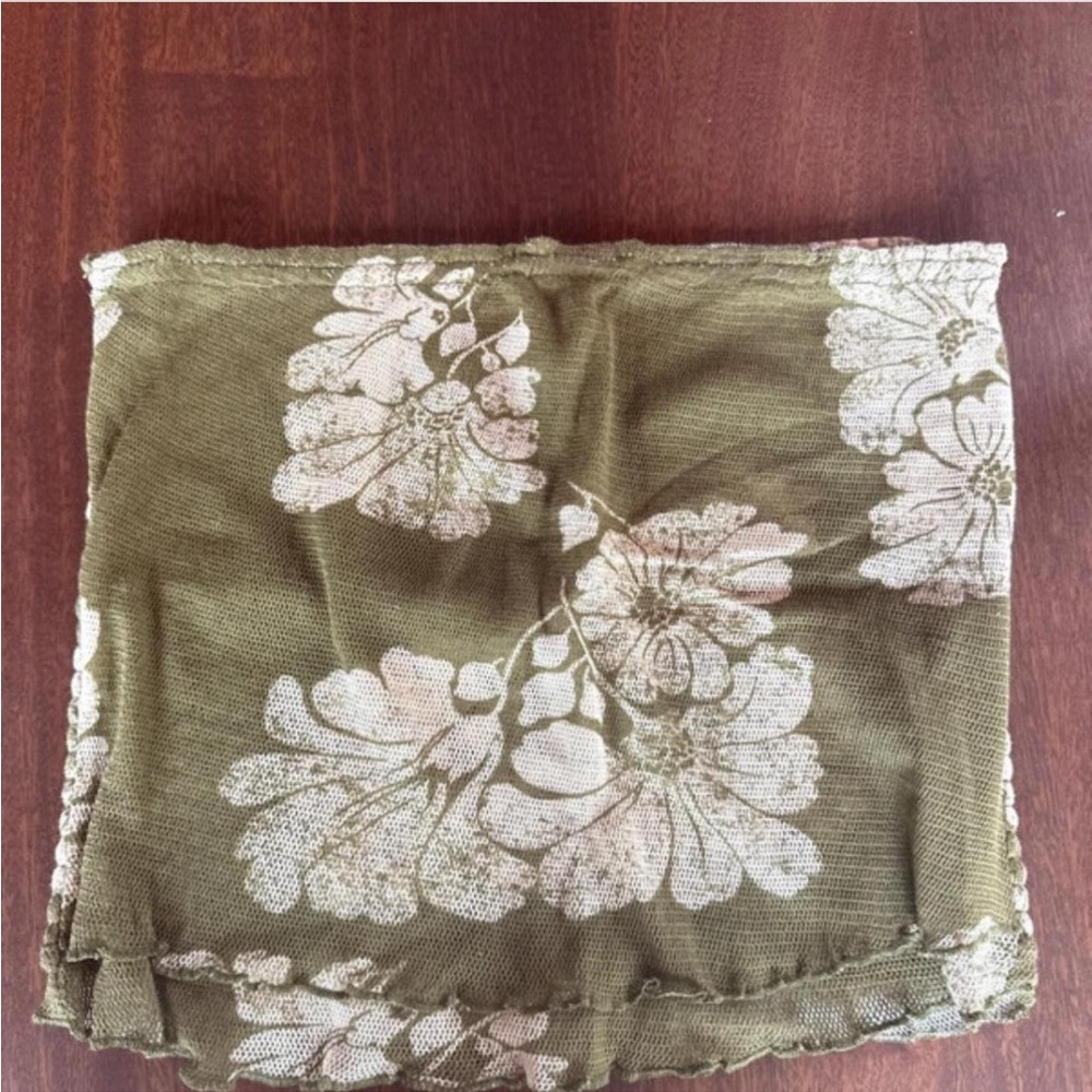 Free People Olive Green Floral Tube Top
